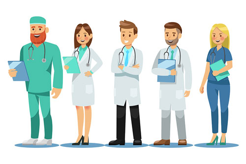 وکتور ست پزشک و پرستار کارتونی لایه باز